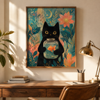 Black Cat Goldfish Canvas Wall Art Aura Canvas