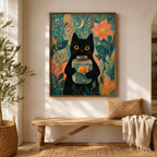 Black Cat Goldfish Canvas Wall Art Aura Canvas