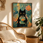 Black Cat Goldfish Canvas Wall Art Aura Canvas