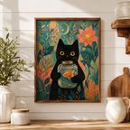 Black Cat Goldfish Canvas Wall Art Aura Canvas