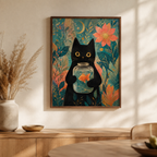 Black Cat Goldfish Canvas Wall Art Aura Canvas