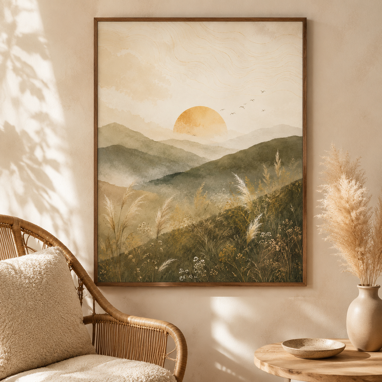 Neutral Mountain Sunrise Canvas Aura Canvas
