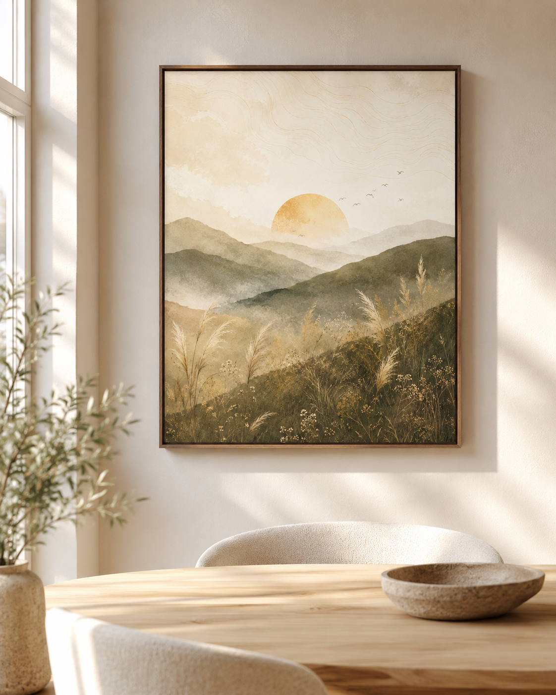 Neutral Mountain Sunrise Canvas Aura Canvas