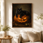 Black Cat Pumpkin Canvas Wall Art Aura Canvas