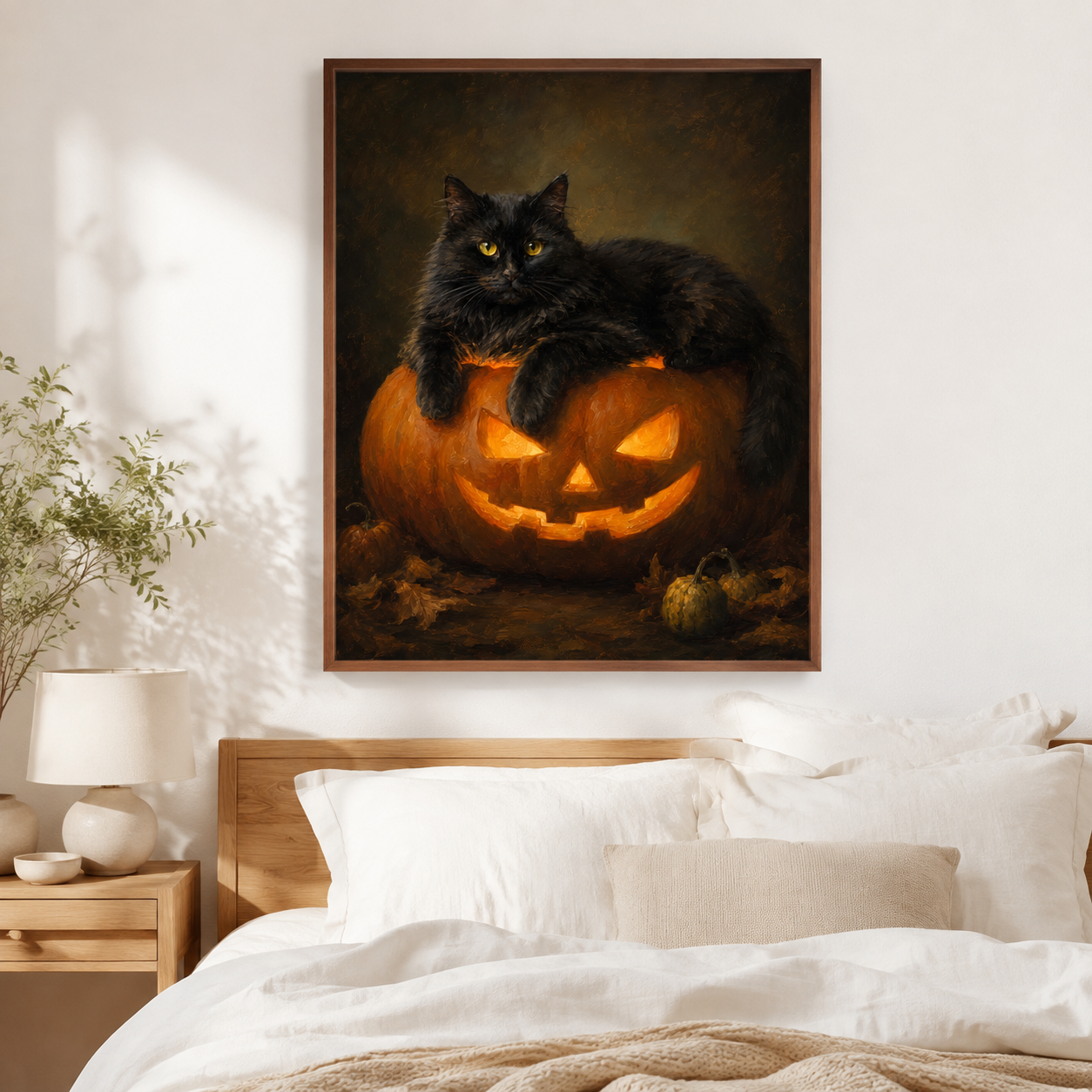 Black Cat Pumpkin Canvas Wall Art Aura Canvas