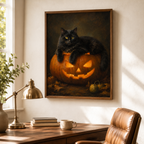 Black Cat Pumpkin Canvas Wall Art Aura Canvas