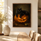 Black Cat Pumpkin Canvas Wall Art Aura Canvas