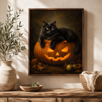 Black Cat Pumpkin Canvas Wall Art Aura Canvas