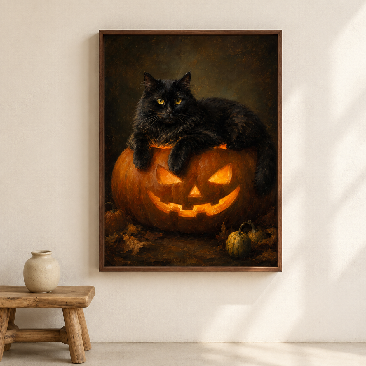 Black Cat Pumpkin Canvas Wall Art Aura Canvas