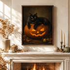 Black Cat Pumpkin Canvas Wall Art Aura Canvas