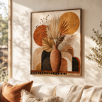 Boho Dried Palm Vase Canvas Wall Art Aura Canvas