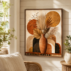 Boho Dried Palm Vase Canvas Wall Art Aura Canvas