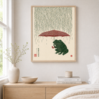 Rainy Day Frog Canvas Wall Art Aura Canvas