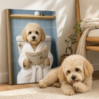 Funny Dog Bathroom Canvas Wall Art Aura Canvas
