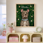 Custom Botanical Pet Portrait Canvas Aura Canvas