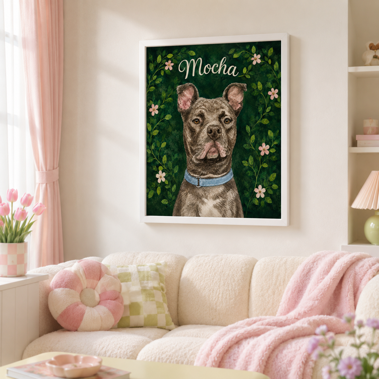Custom Botanical Pet Portrait Canvas Aura Canvas