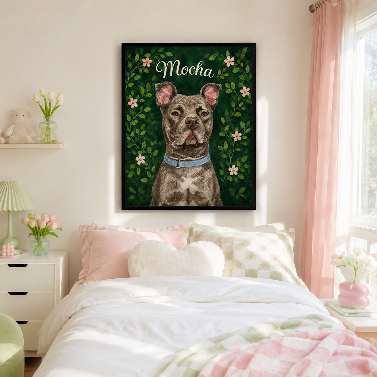 Custom Botanical Pet Portrait Canvas Aura Canvas