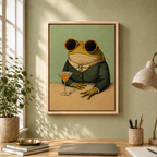 Funny Frog Martini Canvas Wall Art Aura Canvas