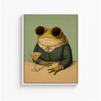 Funny Frog Martini Canvas Wall Art Aura Canvas