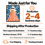 Aura Canvas production 2–4 business days. Transit 2–5 business days for most supported destinations; 5–12 business days for Northern Europe and EFTA.