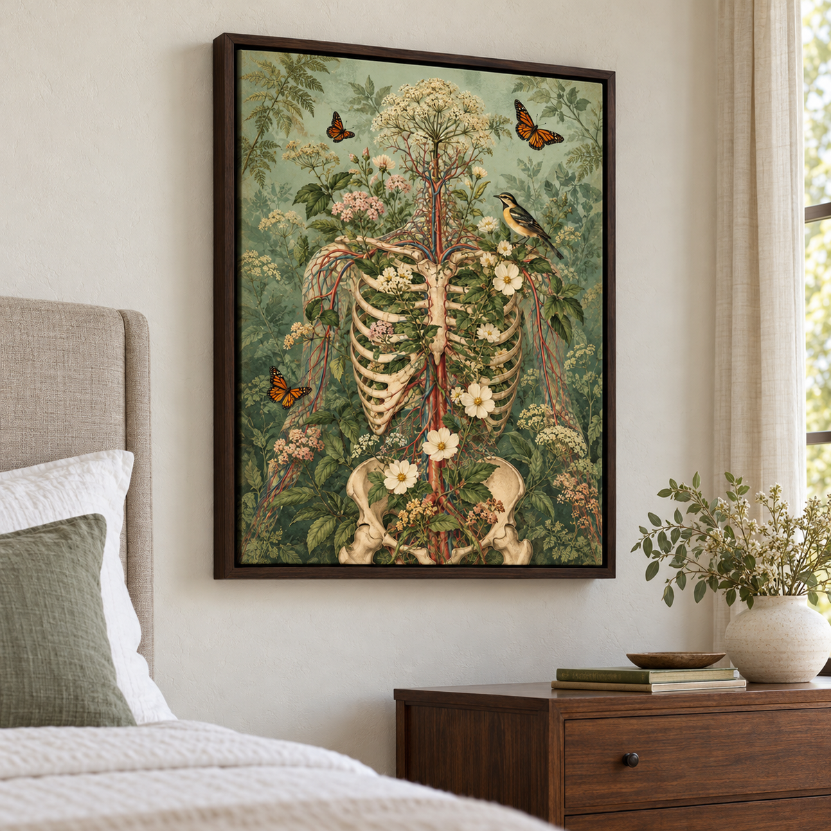 Vintage Botanical Human Anatomy Canvas Wall Art