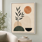 Boho Botanical Arches and Terracotta Sun Canvas Wall Art - lifestyle room mockup