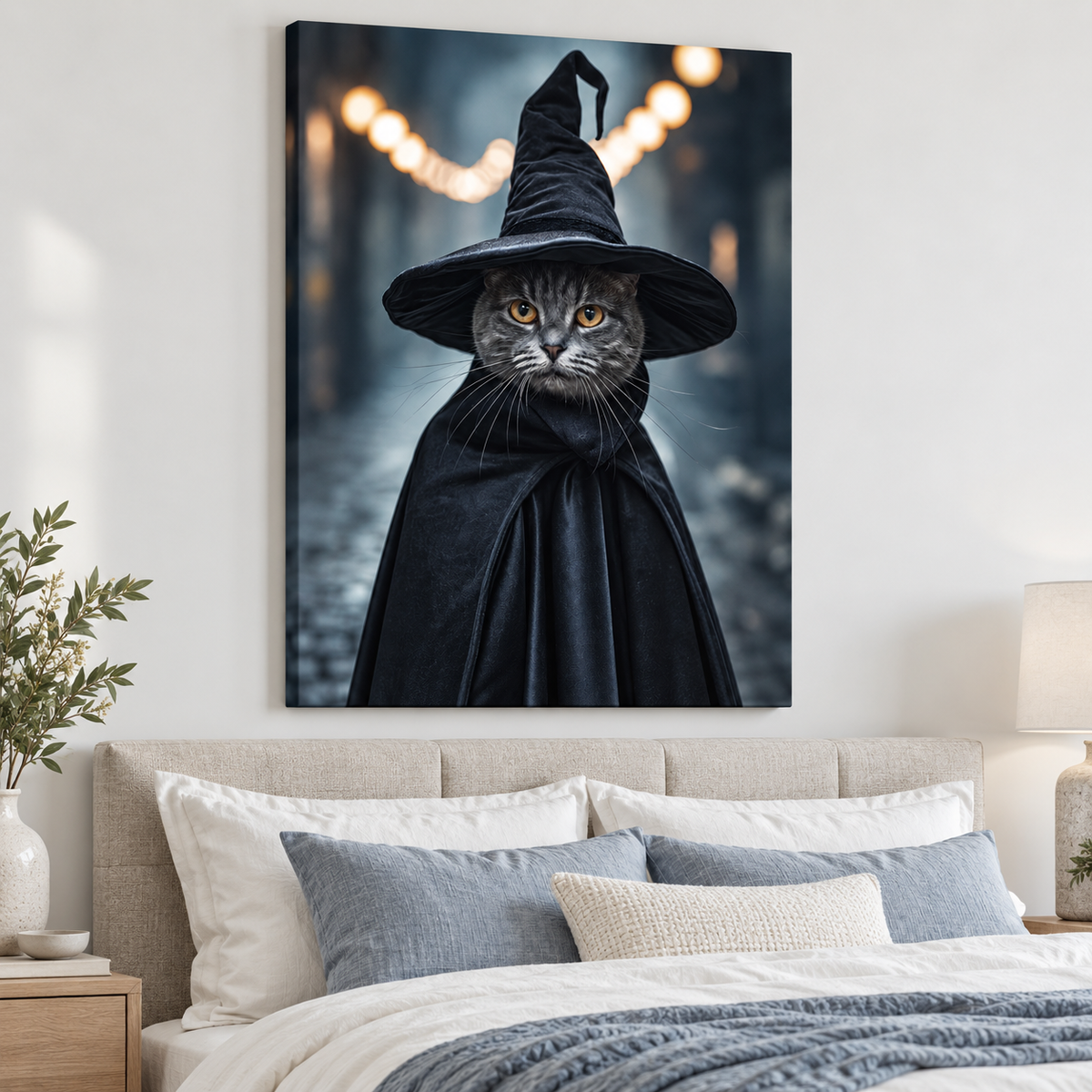 Custom Witch Hat Pet Portrait Canvas Wall Art - personalized canvas detail 9