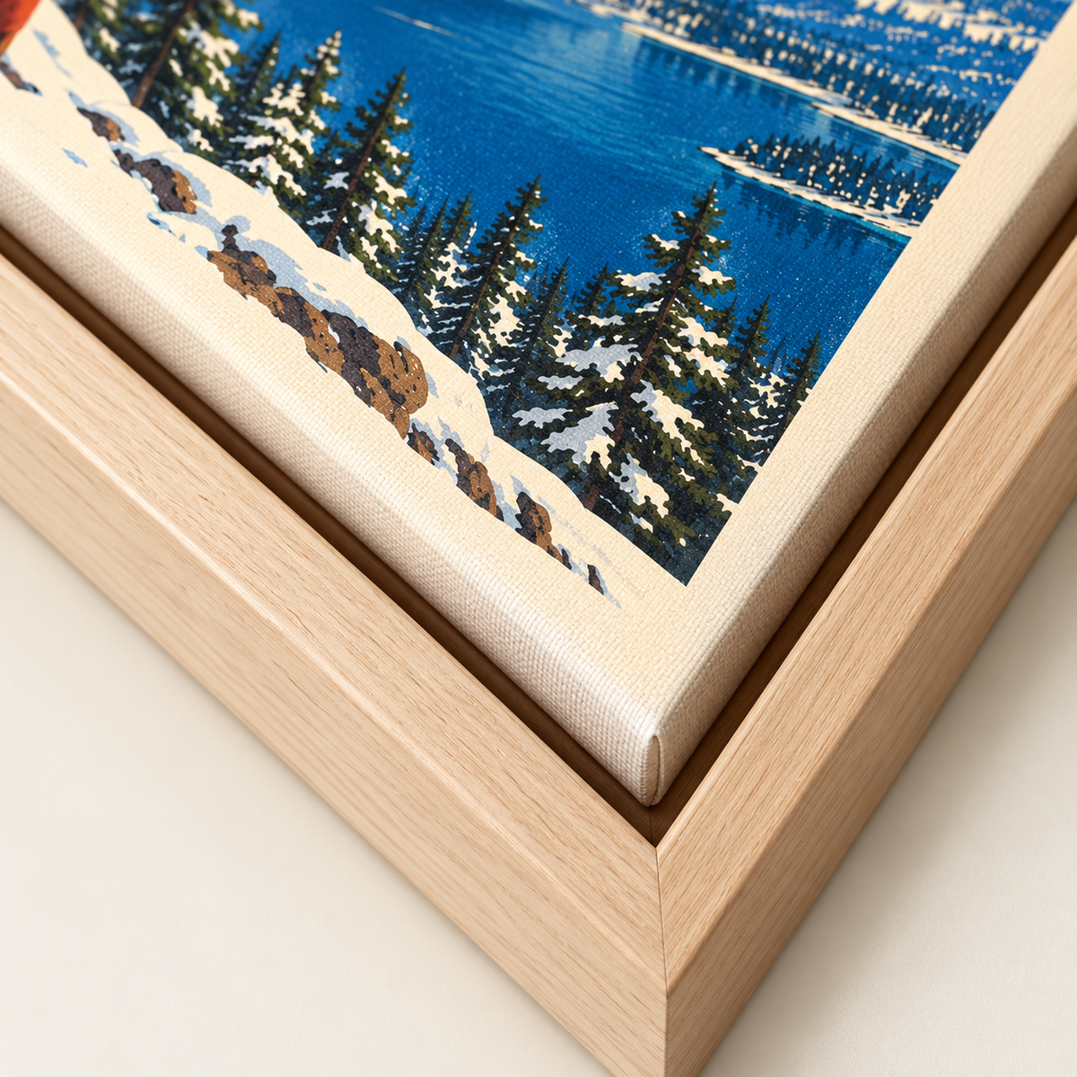 Lake Tahoe Vintage Ski Canvas Wall Art - canvas close-up detail