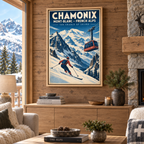 Mont-Tremblant Vintage Ski Canvas Wall Art - lifestyle room mockup