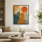 Abstract Couple Canvas Wall Art in a black frame