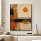 Abstract Desert Canvas Wall Art in a black frame