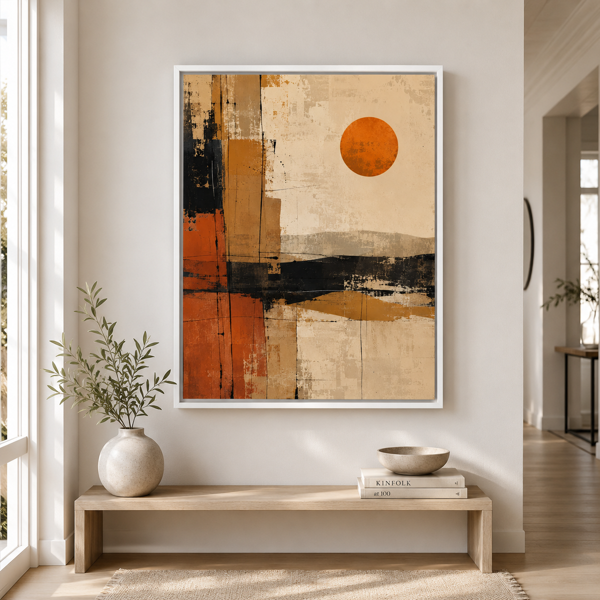 Abstract Desert Canvas Wall Art white frame detail