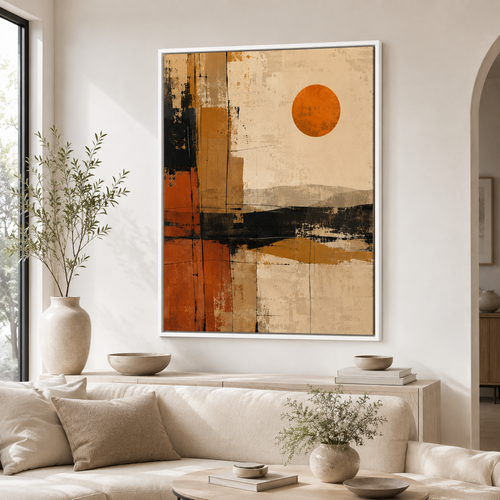 Abstract Desert Canvas Wall Art in a white frame