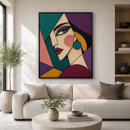 Abstract Geometric Woman Canvas Wall Art Aura Canvas