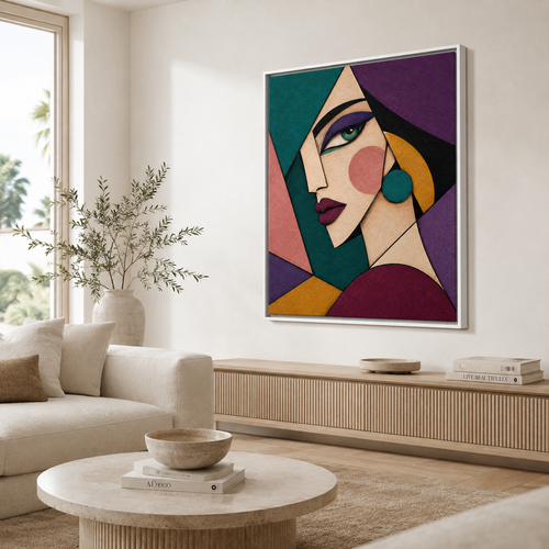 Abstract Geometric Woman Canvas Wall Art Aura Canvas