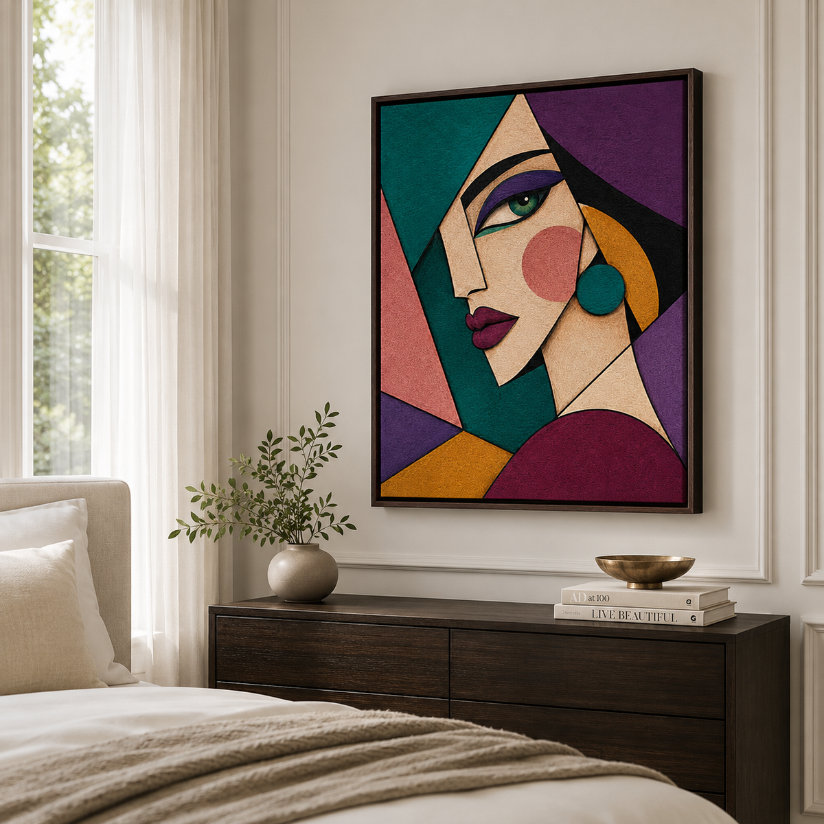 Abstract Geometric Woman Canvas Wall Art Aura Canvas