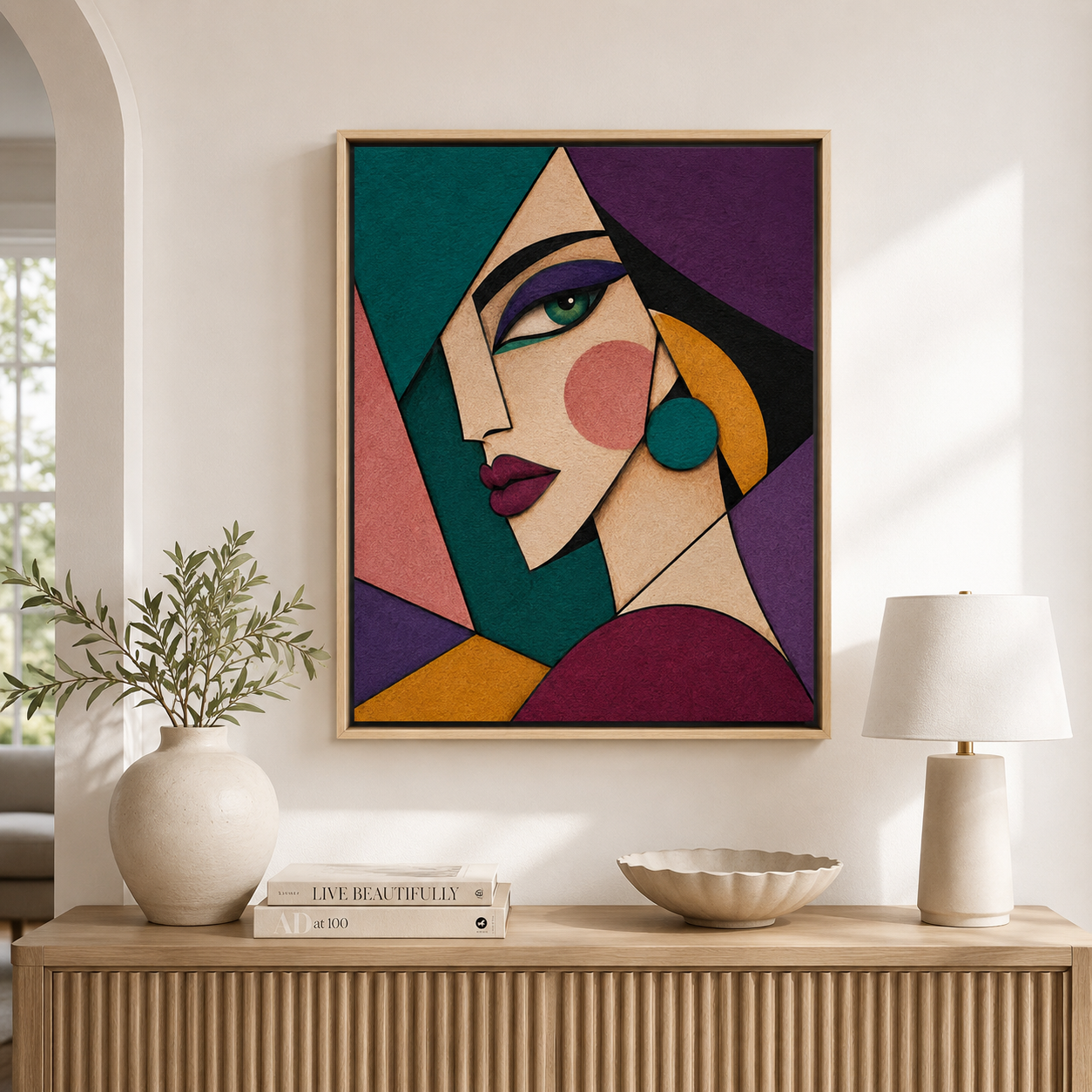 Abstract Geometric Woman Canvas Wall Art Aura Canvas