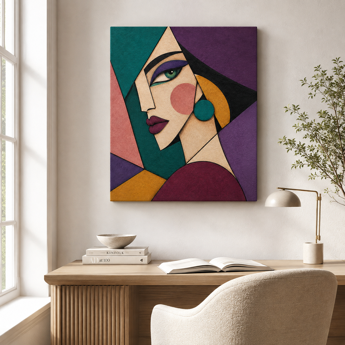 Abstract Geometric Woman Canvas Wall Art Aura Canvas