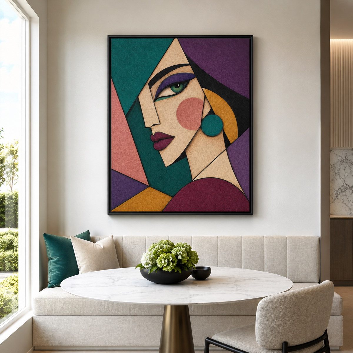 Abstract Geometric Woman Canvas Wall Art Aura Canvas