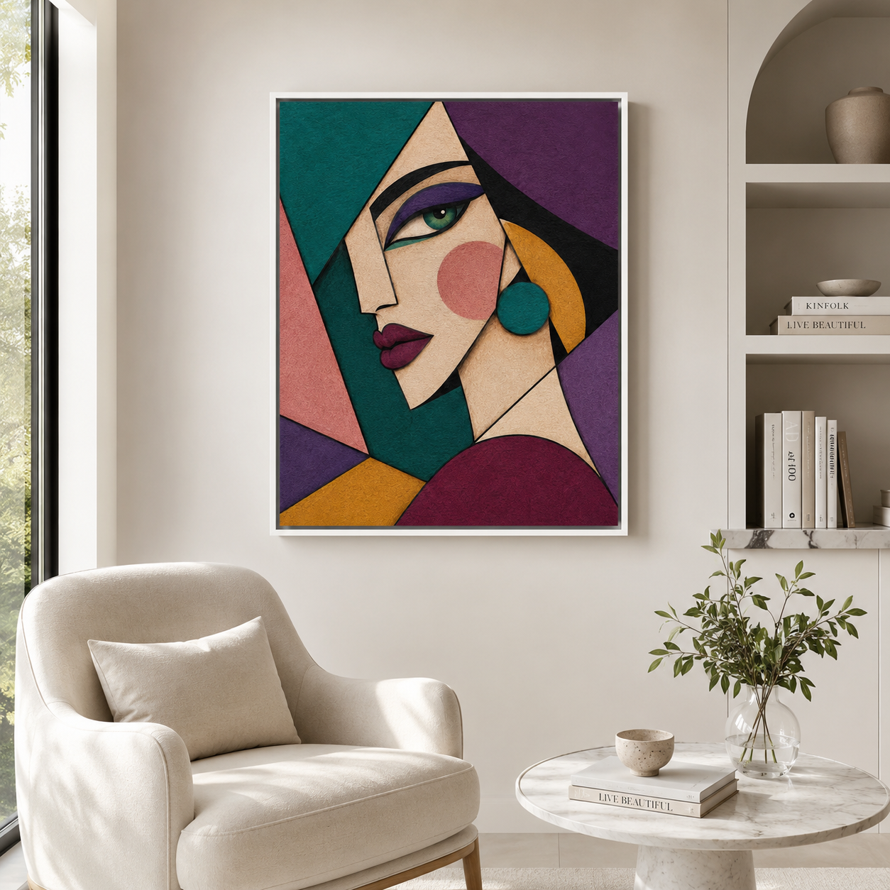 Abstract Geometric Woman Canvas Wall Art Aura Canvas