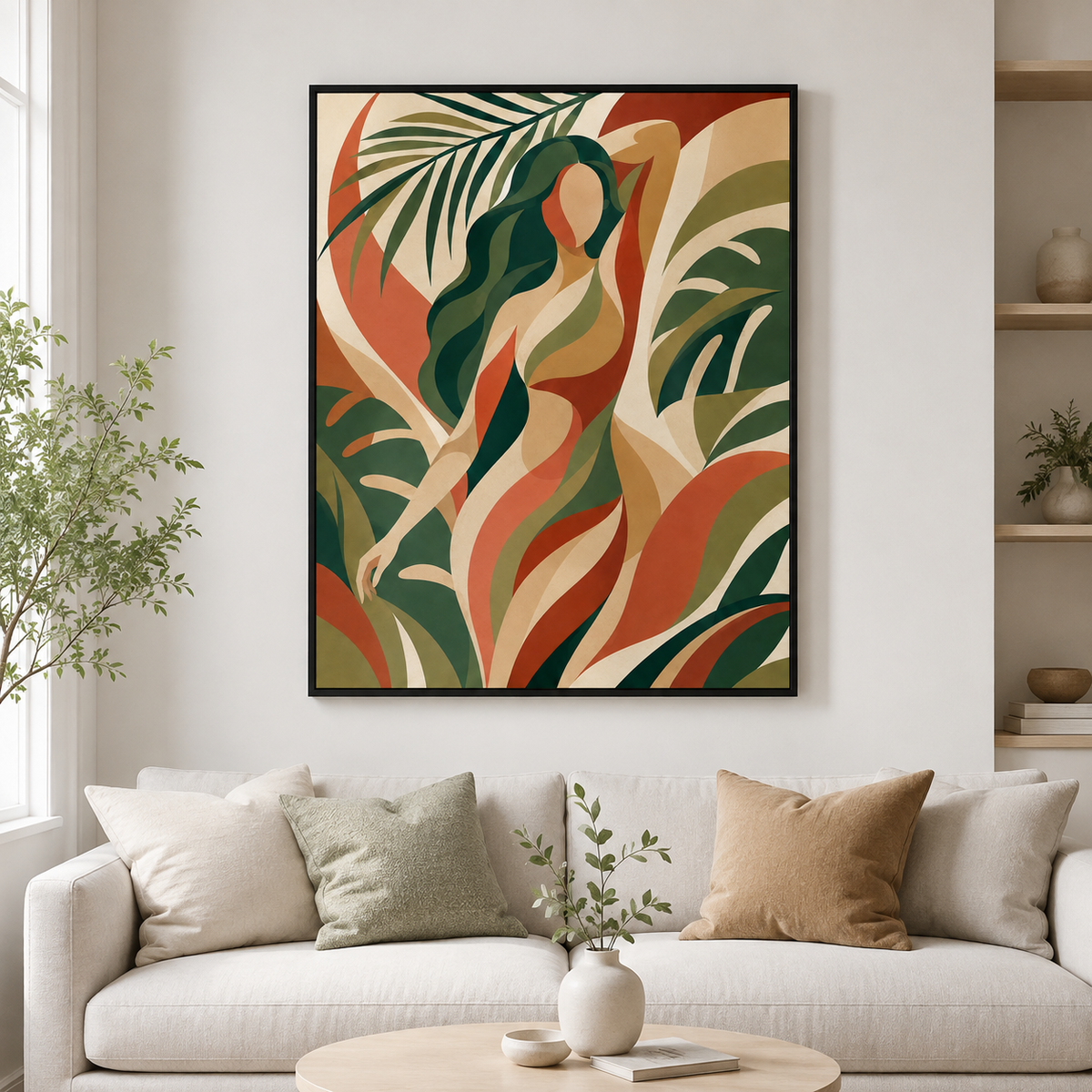 Abstract Tropical Woman Canvas Wall Art Aura Canvas