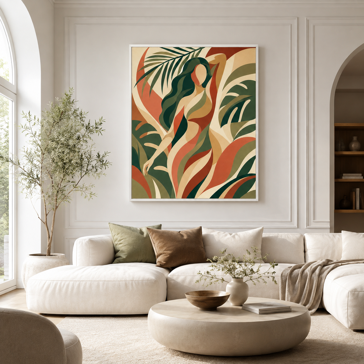 Abstract Tropical Woman Canvas Wall Art Aura Canvas