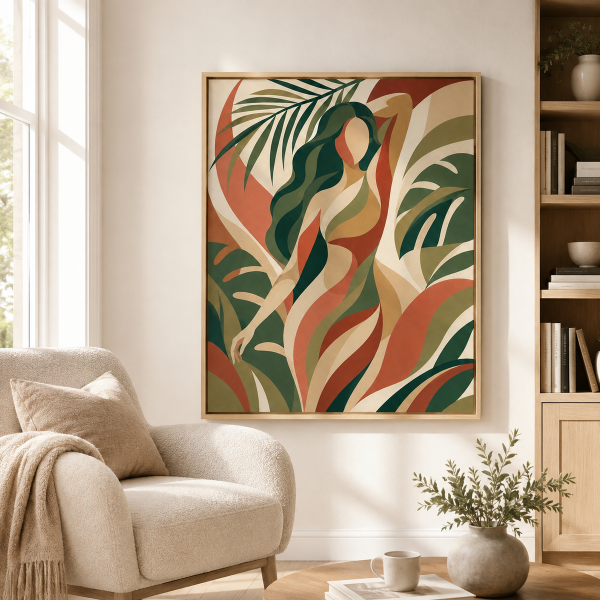Abstract Tropical Woman Canvas Wall Art Aura Canvas