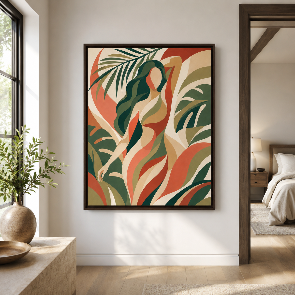 Abstract Tropical Woman Canvas Wall Art Aura Canvas