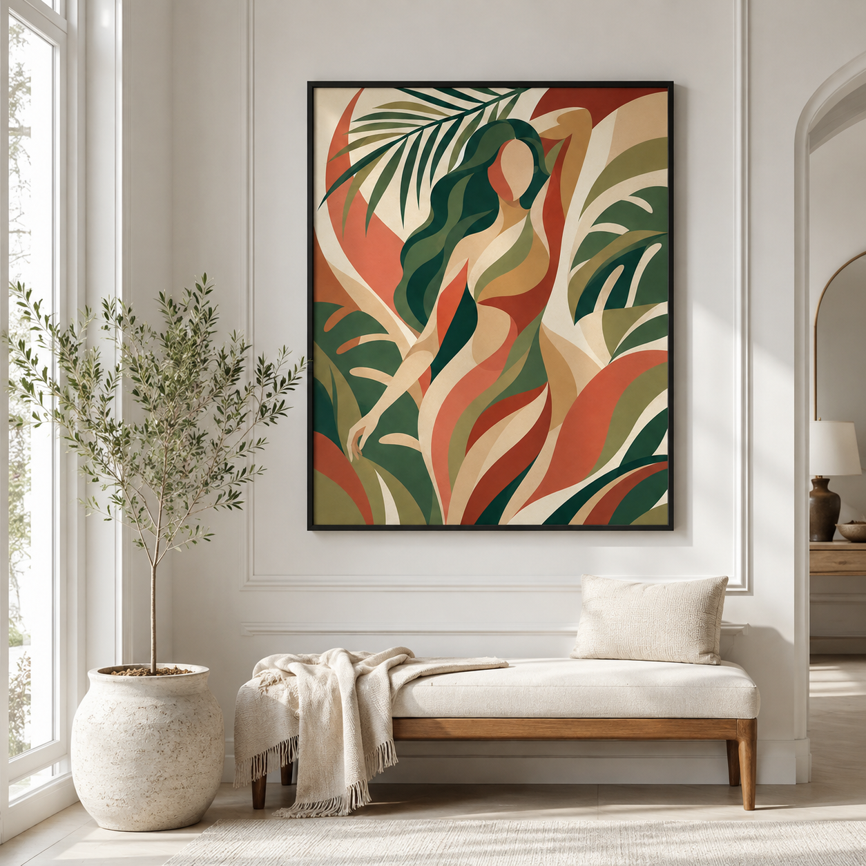 Abstract Tropical Woman Canvas Wall Art Aura Canvas