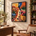 Boho Desert Woman Sun and Moon Canvas Wall Art - canvas detail view 4