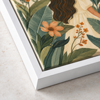 Boho Woman with Tropical Leaves Canvas Wall Art