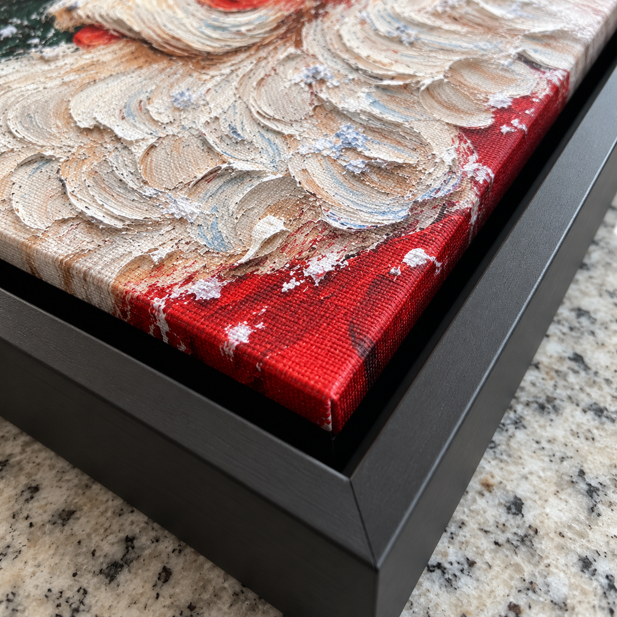 Santa Claus Snowflake Portrait Christmas Canvas Wall Art - canvas detail