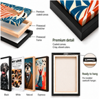 Aura Canvas product construction, coated canvas, pinewood frame colors and sawtooth hanging hardware