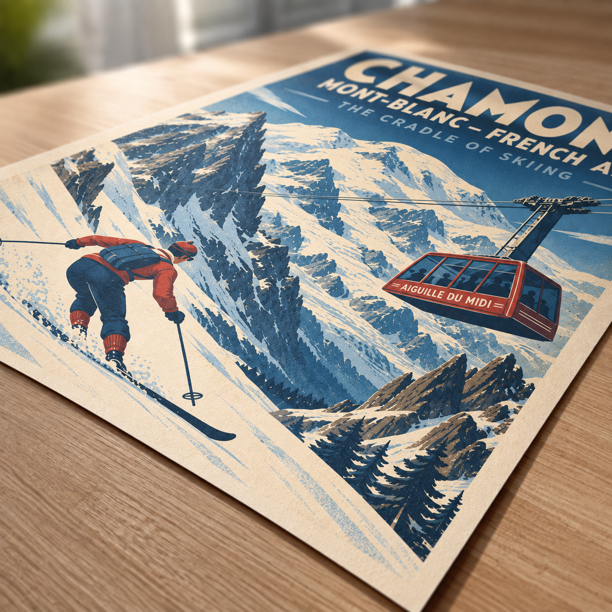 Mont-Tremblant Vintage Ski Canvas Wall Art - canvas close-up detail